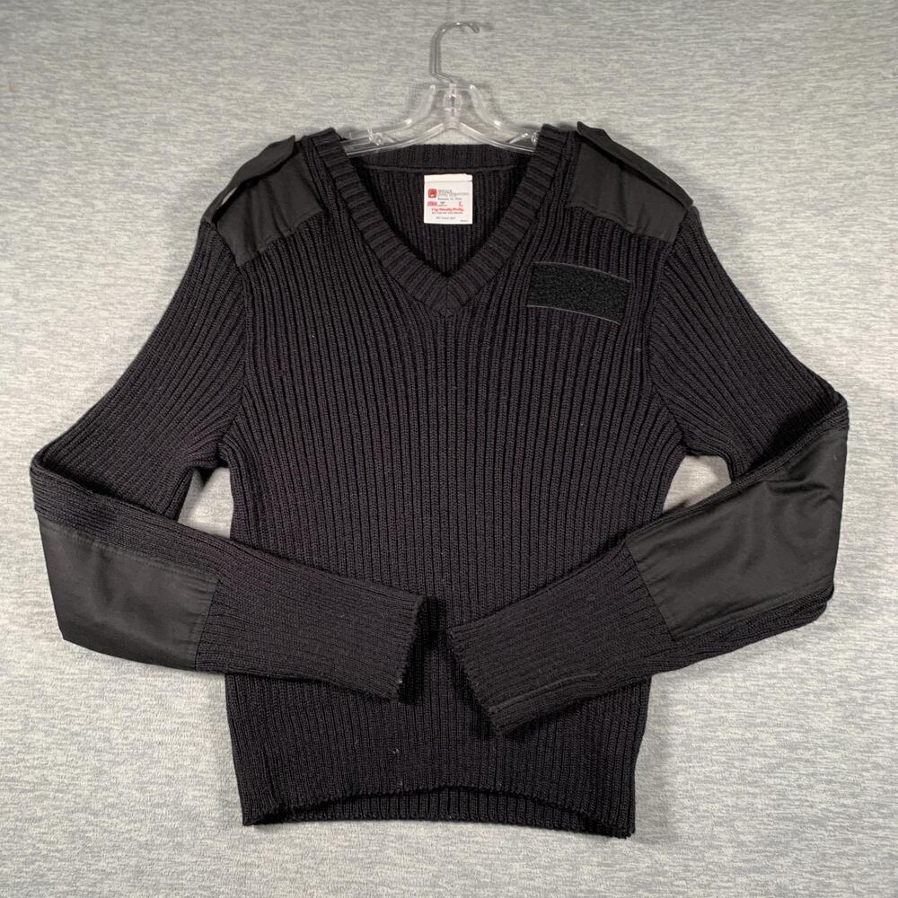 Brigade Quartermasters Woolly Pully Sweater Mens Large Black Commando V Neck